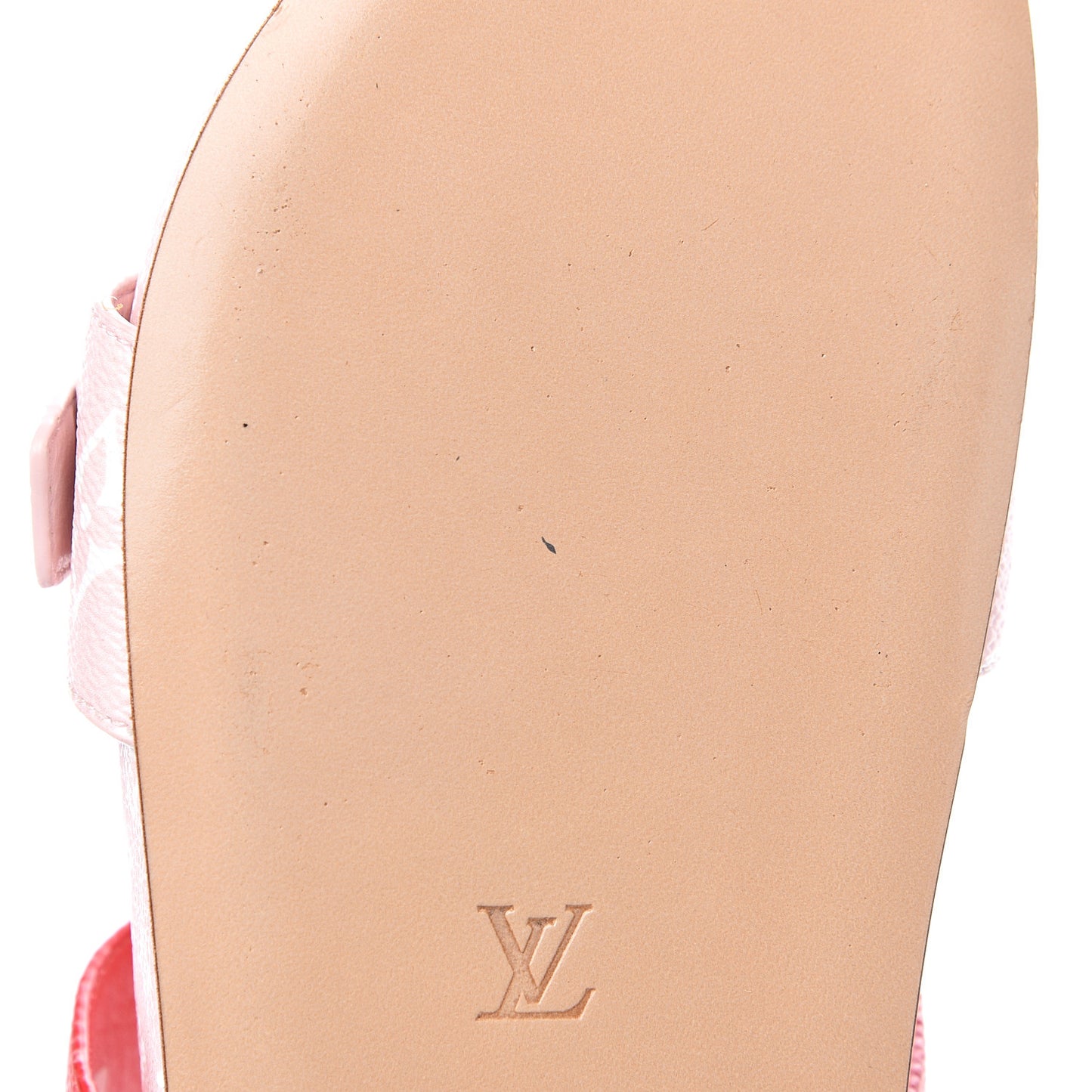 Monogram Giant Bom Dia Flat Mule Sandals 37.5 Rouge Rose