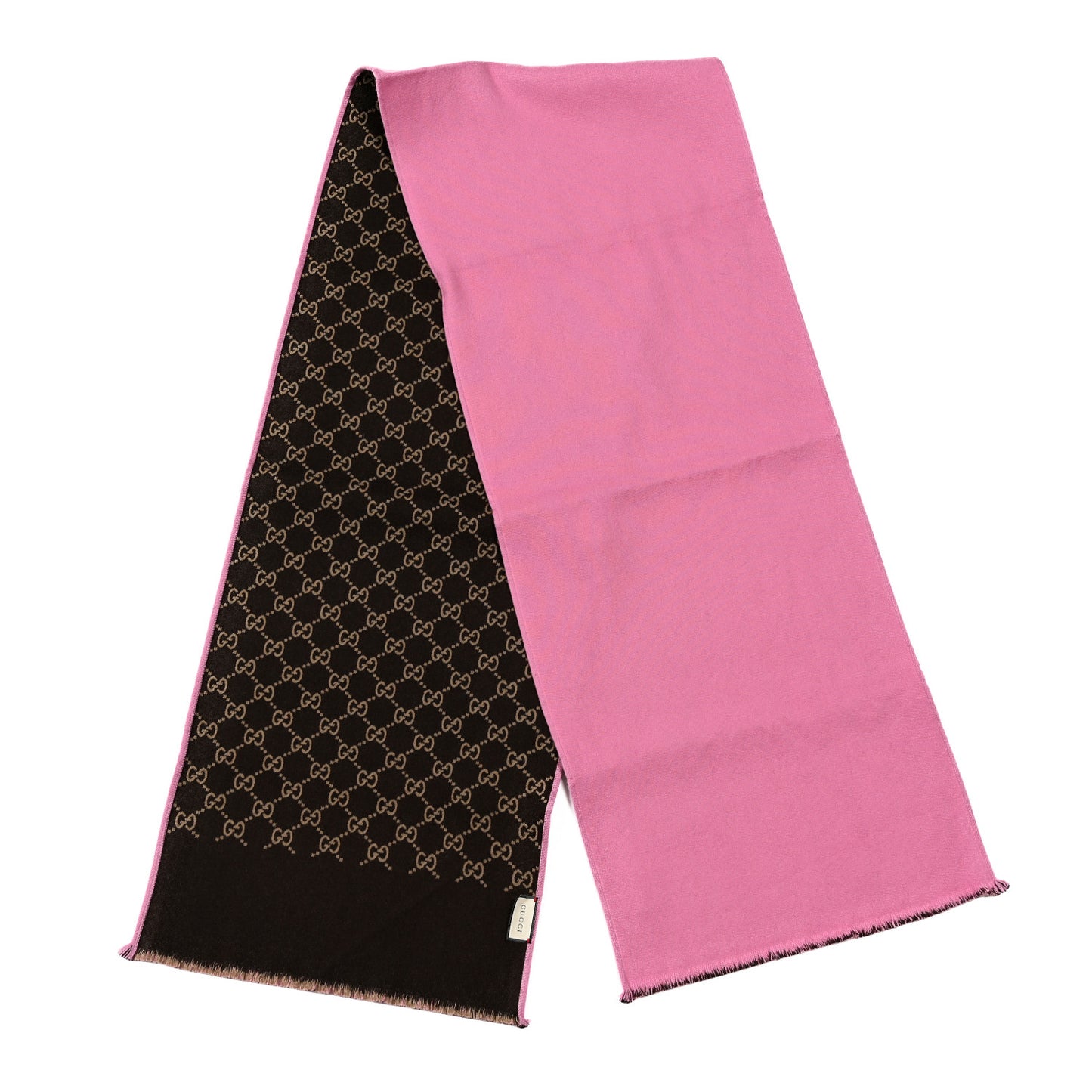 Wool Silk GG Monogram Ripon Simple Scarf Roseate