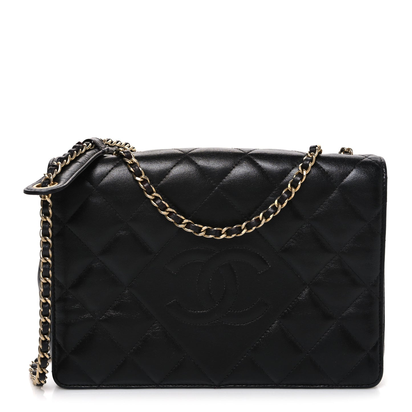 Lambskin Quilted Medium Diamond CC Flap Black