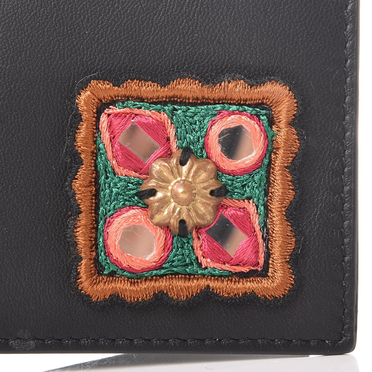 Saint Laurent Calfskin Embroidered Bill Clip Card Case Black 7 of 9
