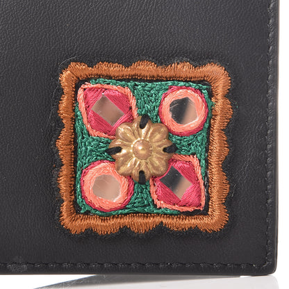 Saint Laurent Calfskin Embroidered Bill Clip Card Case Black 7 of 9