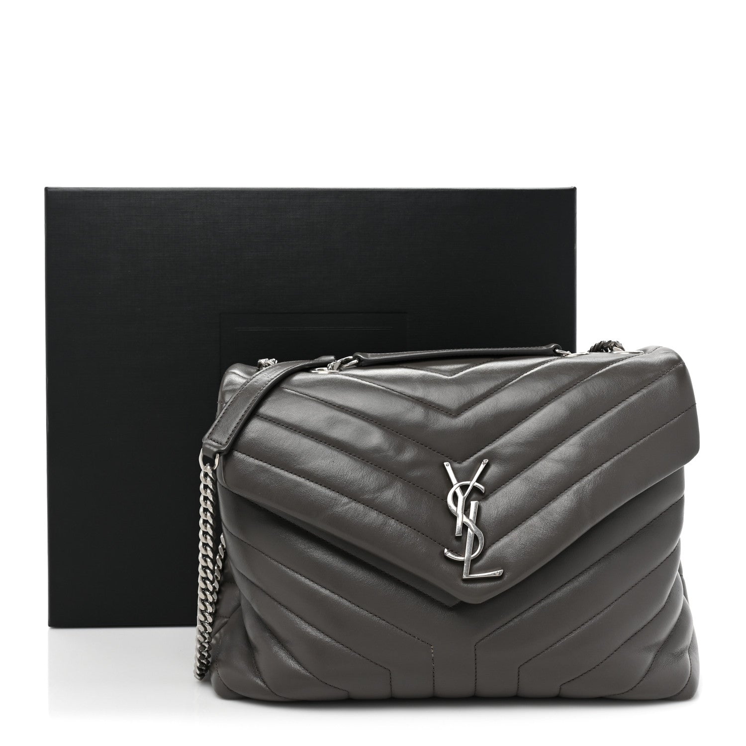 Saint Laurent Calfskin Y Quilted Monogram Medium Loulou Chain Satchel Earth 21 of 21