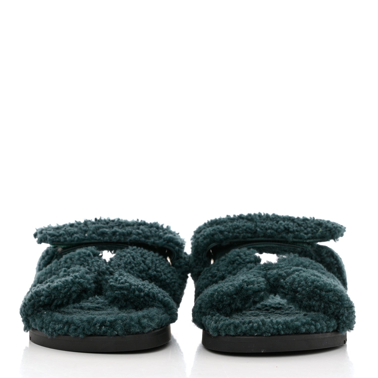 Hermes Woolskin Womens Chypre Sandals 36.5 Vert Anglais 2 of 10