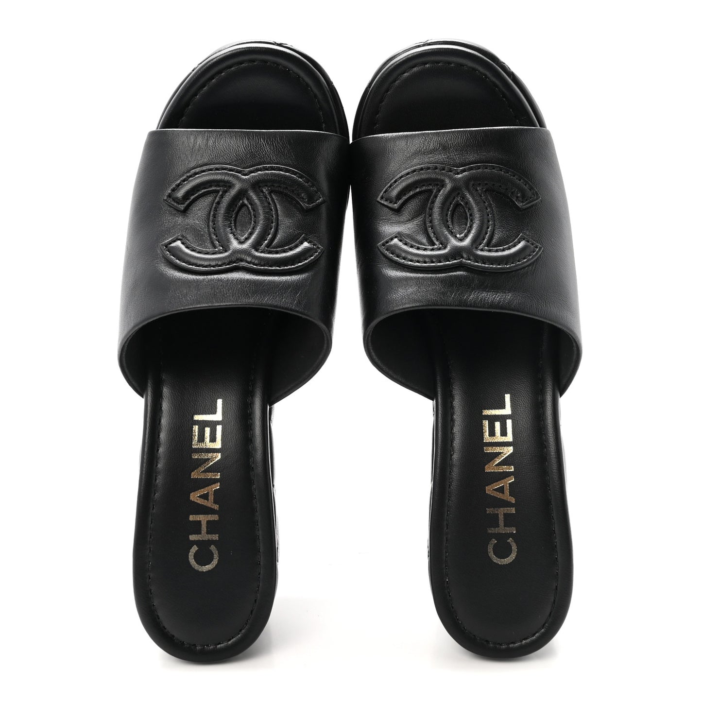Lambskin Quilted CC Platform Mules 37.5 Black