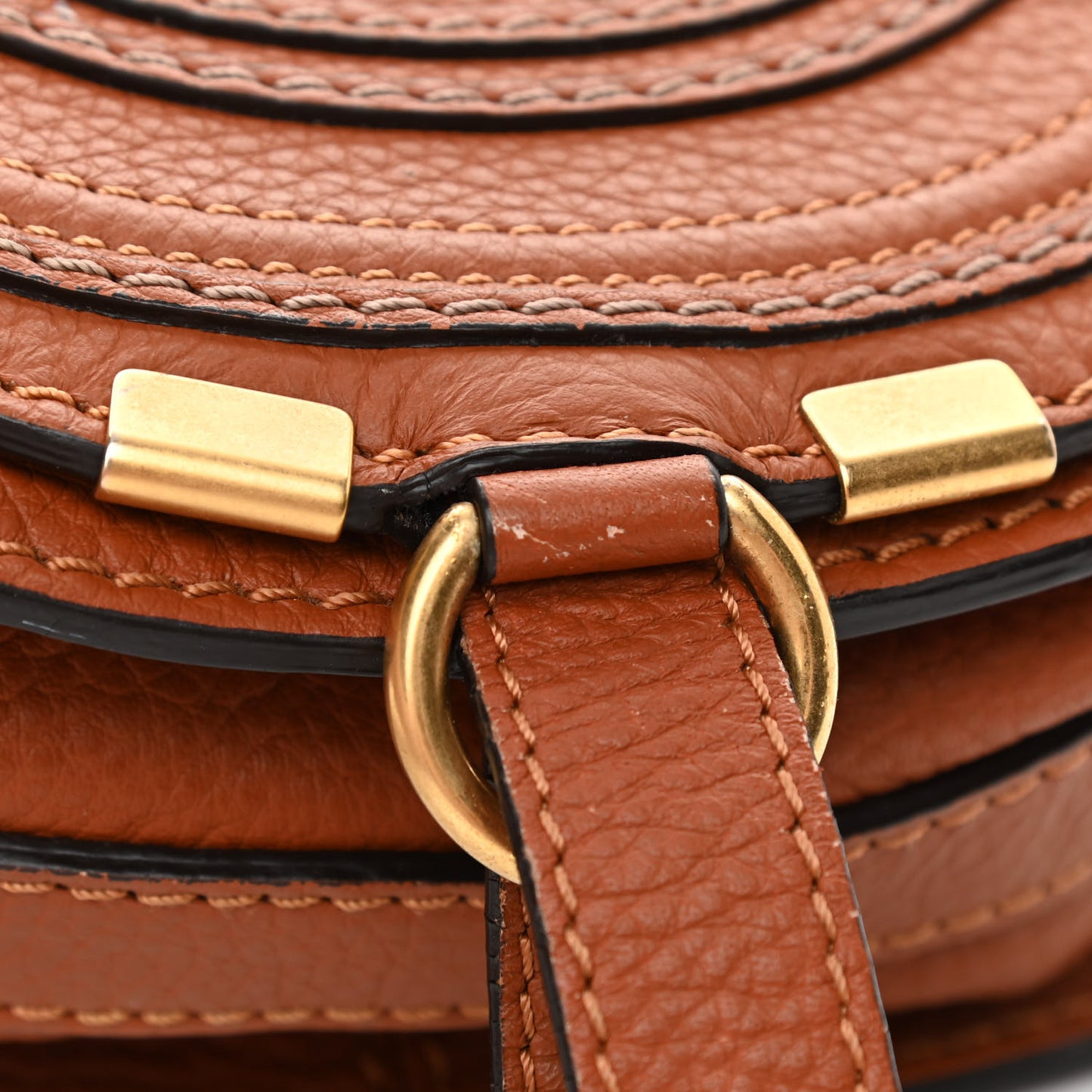 Calfskin Mini Marcie Round Crossbody Bag Tan