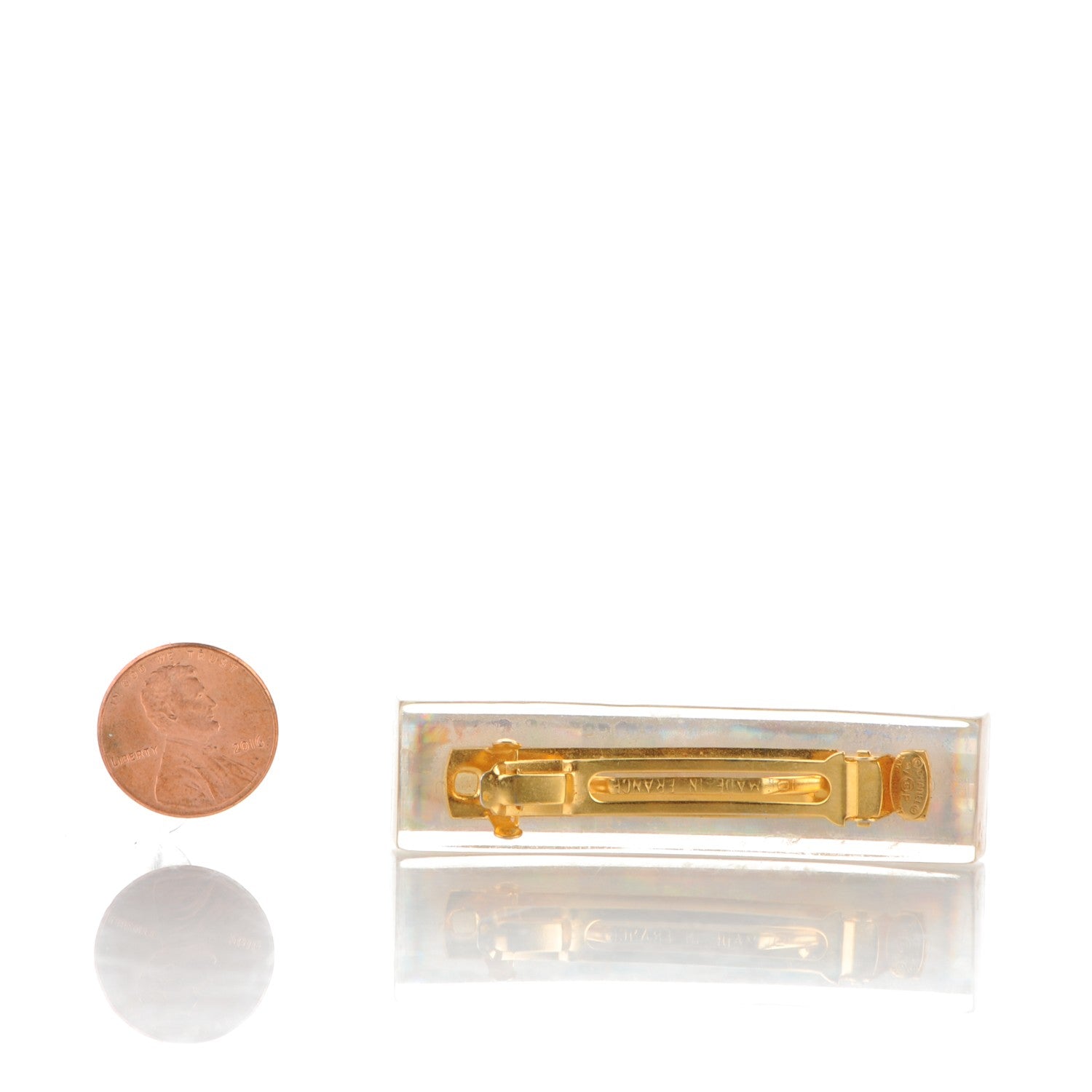 Chanel Resin CC Hair Clip Barrette Transparent Gold 2 of 5