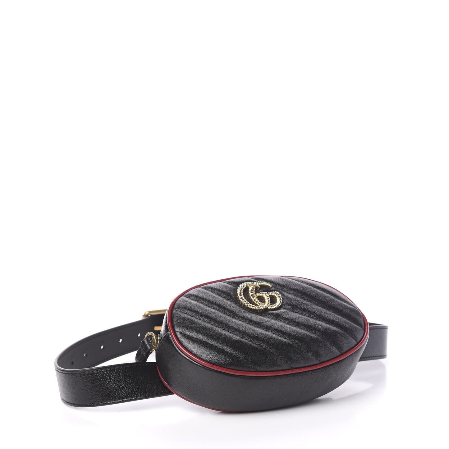 Azalea Calfskin Matelasse Diagonal Torchon GG Marmont Belt Bag 75 30 Black Romantic Cerise