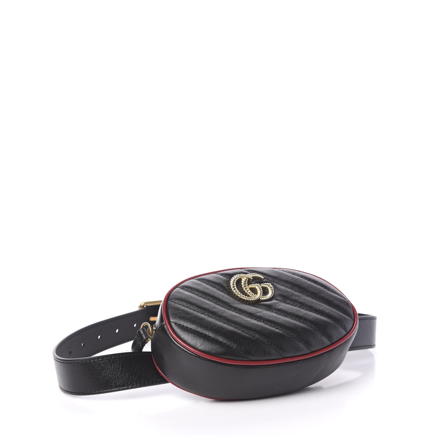 Gucci Azalea Calfskin Matelasse Diagonal Torchon GG Marmont Belt Bag 75 30 Black Romantic Cerise 4 of 10
