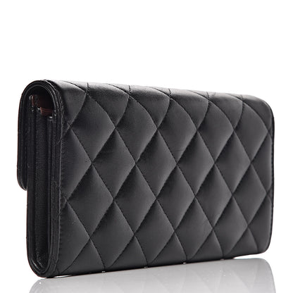 Chanel Lambskin Quilted Large Gusset Flap Wallet Black 3 of 12