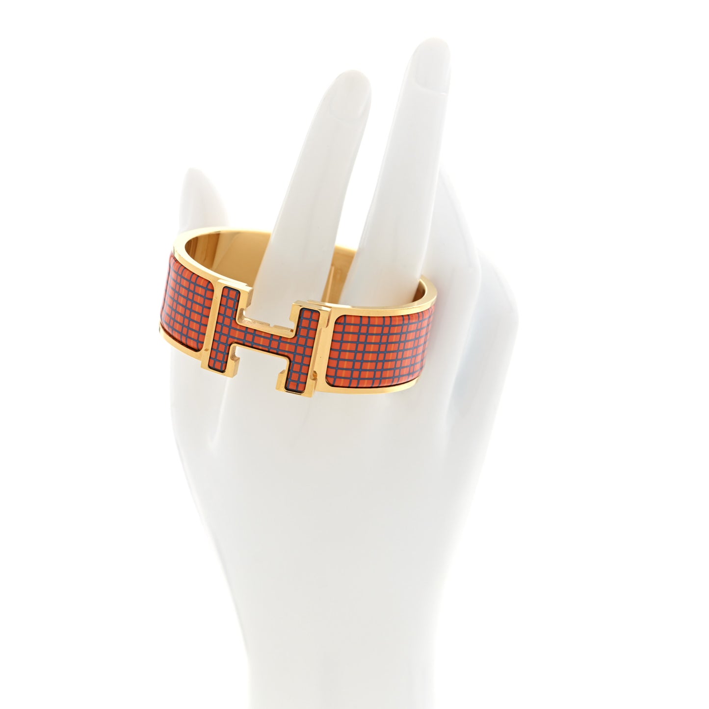 Enamel Printed Wide Clic Clac H Tartan Bracelet PM Tropique