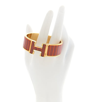 Hermes Enamel Printed Wide Clic Clac H Tartan Bracelet PM Tropique 2 of 4