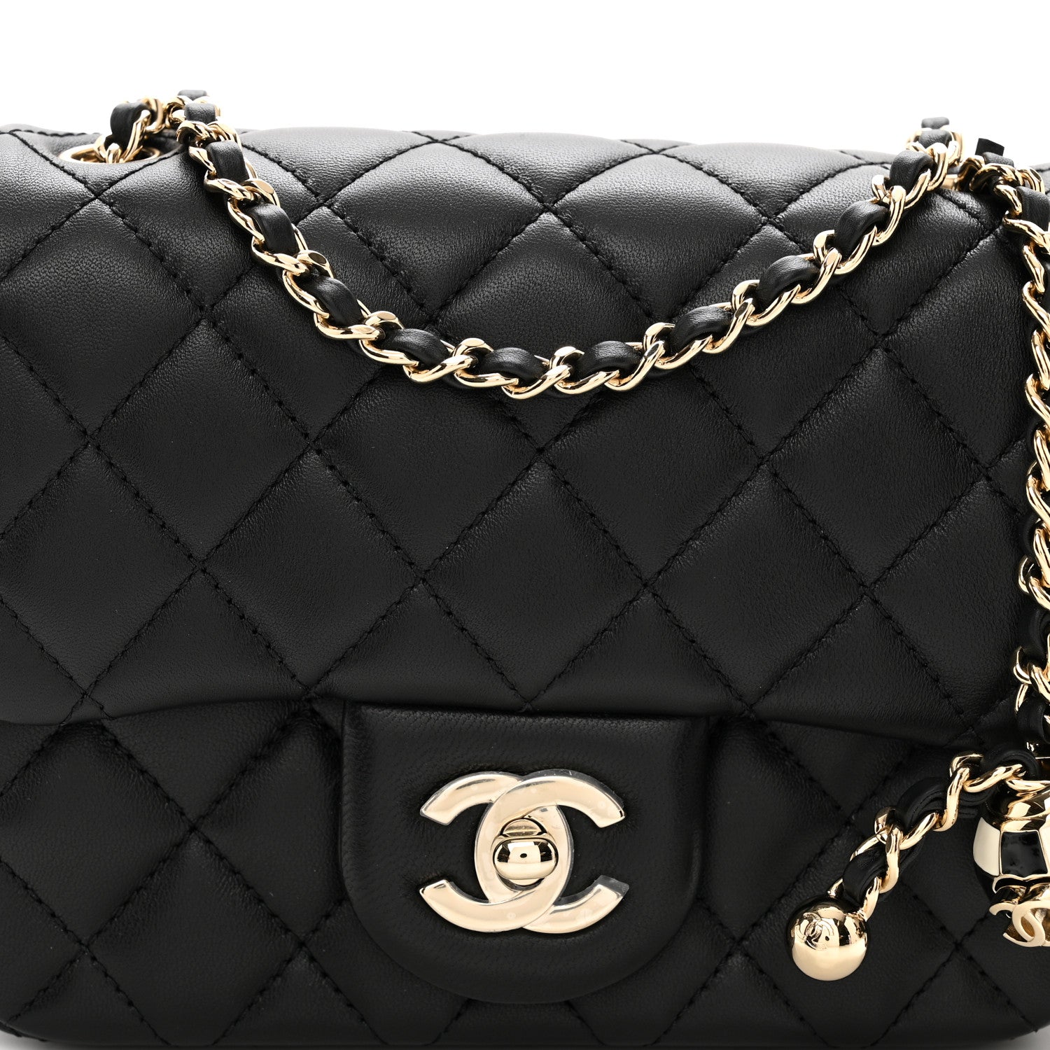 Chanel Lambskin Quilted Enamel Mini Pearl Crush Flap Black 5 of 10