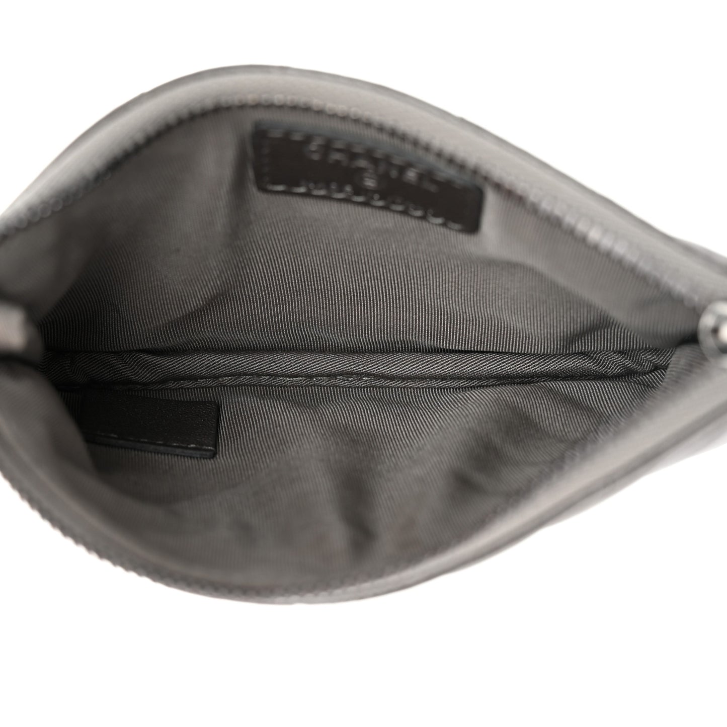 Crumpled Calfskin Chevron Quilted Studded Small Cosmetic Case Grey