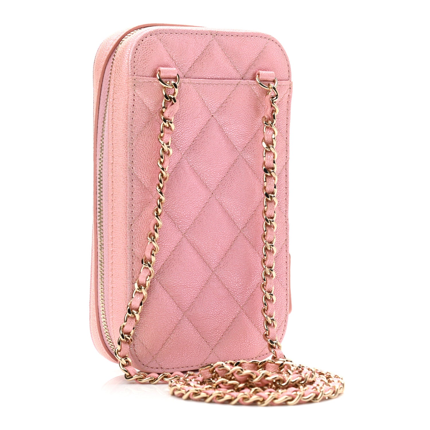 Chanel Iridescent Caviar Quilted Zip Phone Case Pink 2 of 10