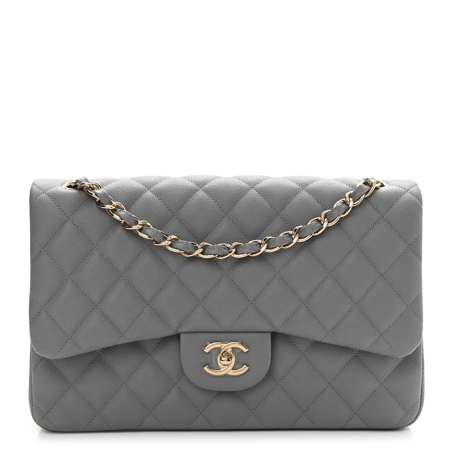 Chanel Caviar Quilted Jumbo Double Flap Grey 1 of 10