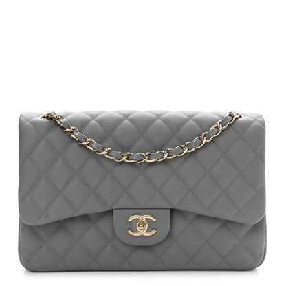 Chanel Caviar Quilted Jumbo Double Flap Grey 1 of 10