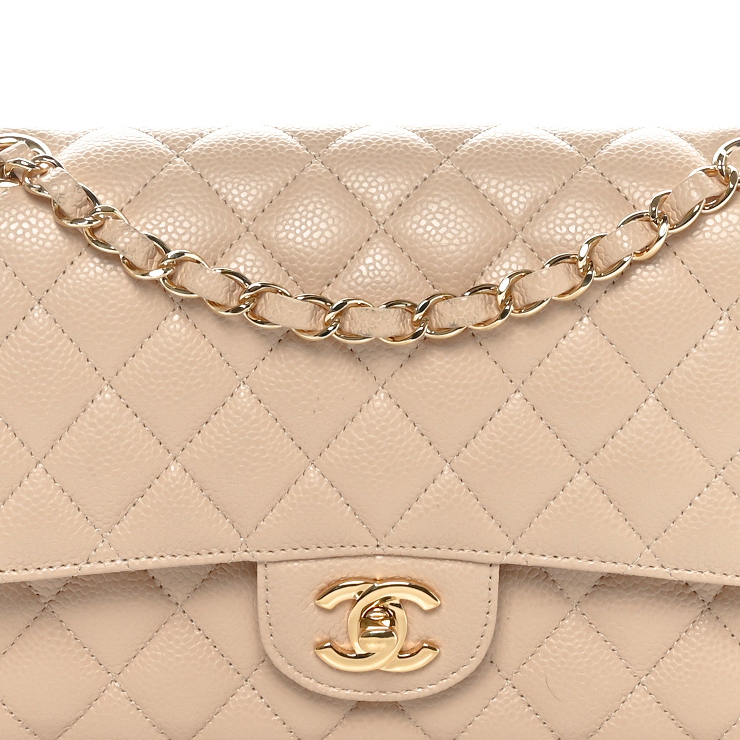 Chanel Caviar Quilted Medium Double Flap Beige 8 of 10
