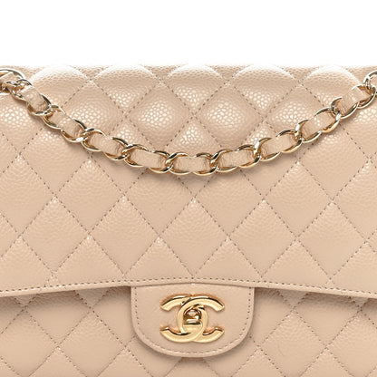 Chanel Caviar Quilted Medium Double Flap Beige 8 of 10