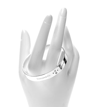 Tiffany Sterling Silver Diamond Narrow Locks Bangle Bracelet 2 of 4