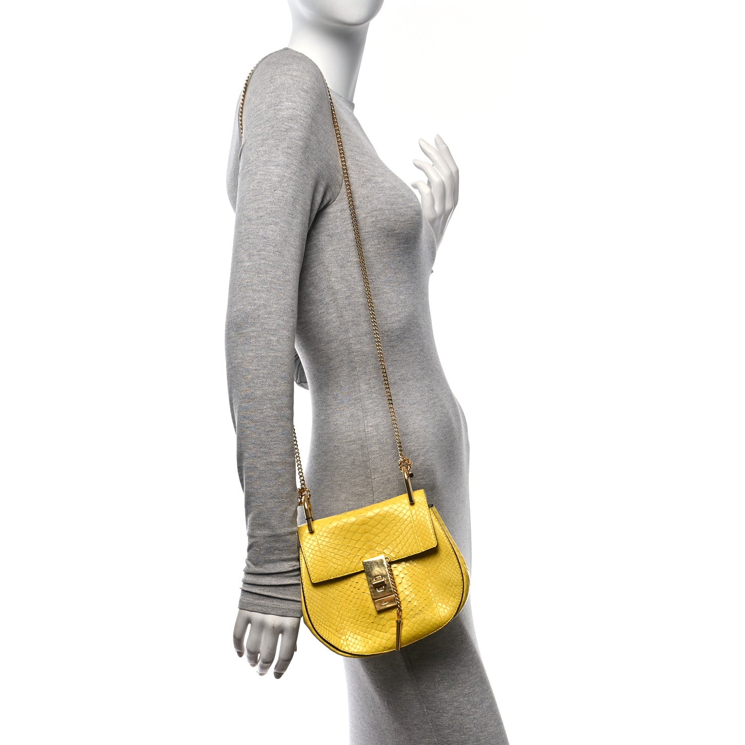 Chloe Snakeskin Mini Drew Shoulder Bag Yellow 2 of 10