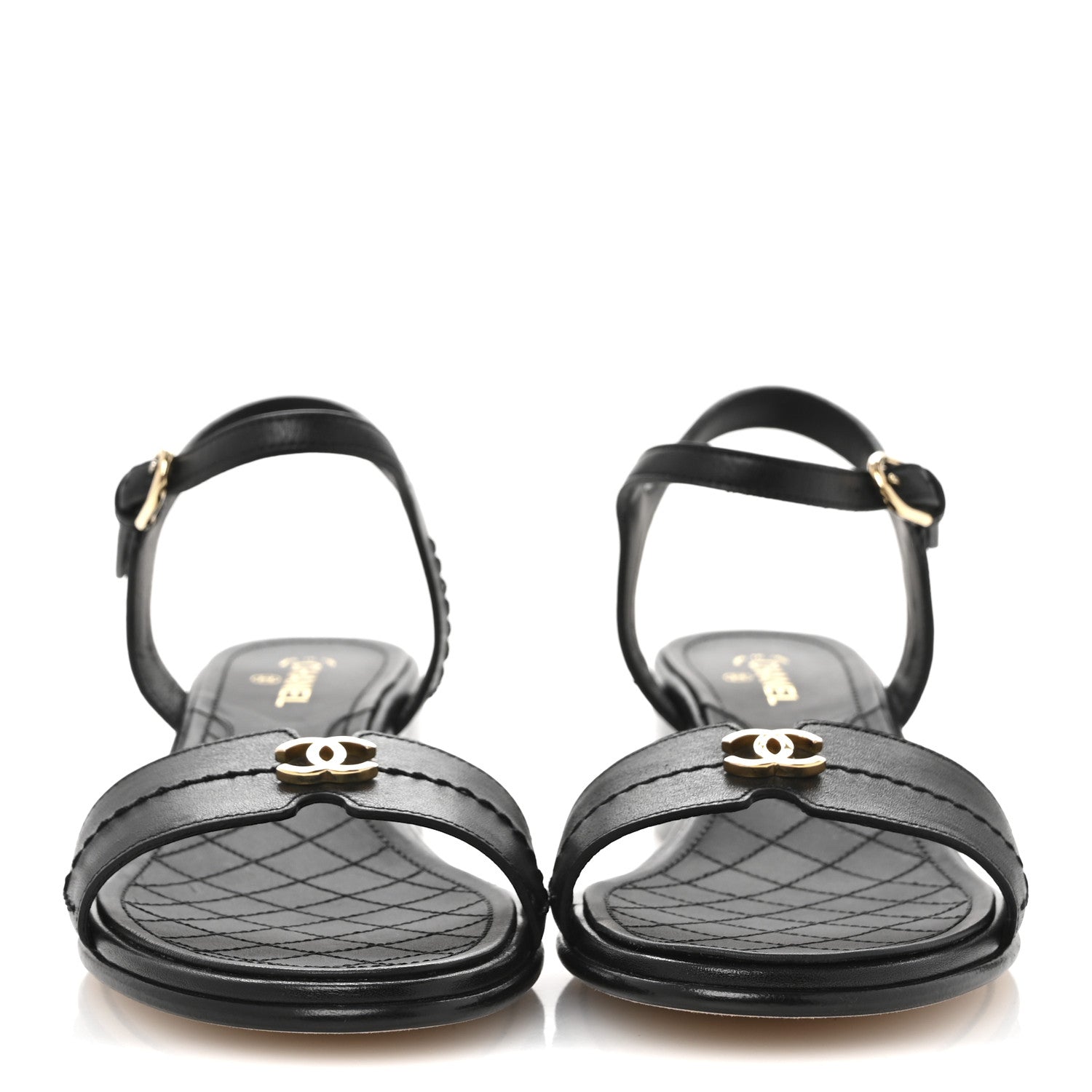 Chanel Calfskin CC Ankle Strap Sandals 40 Black 3 of 9