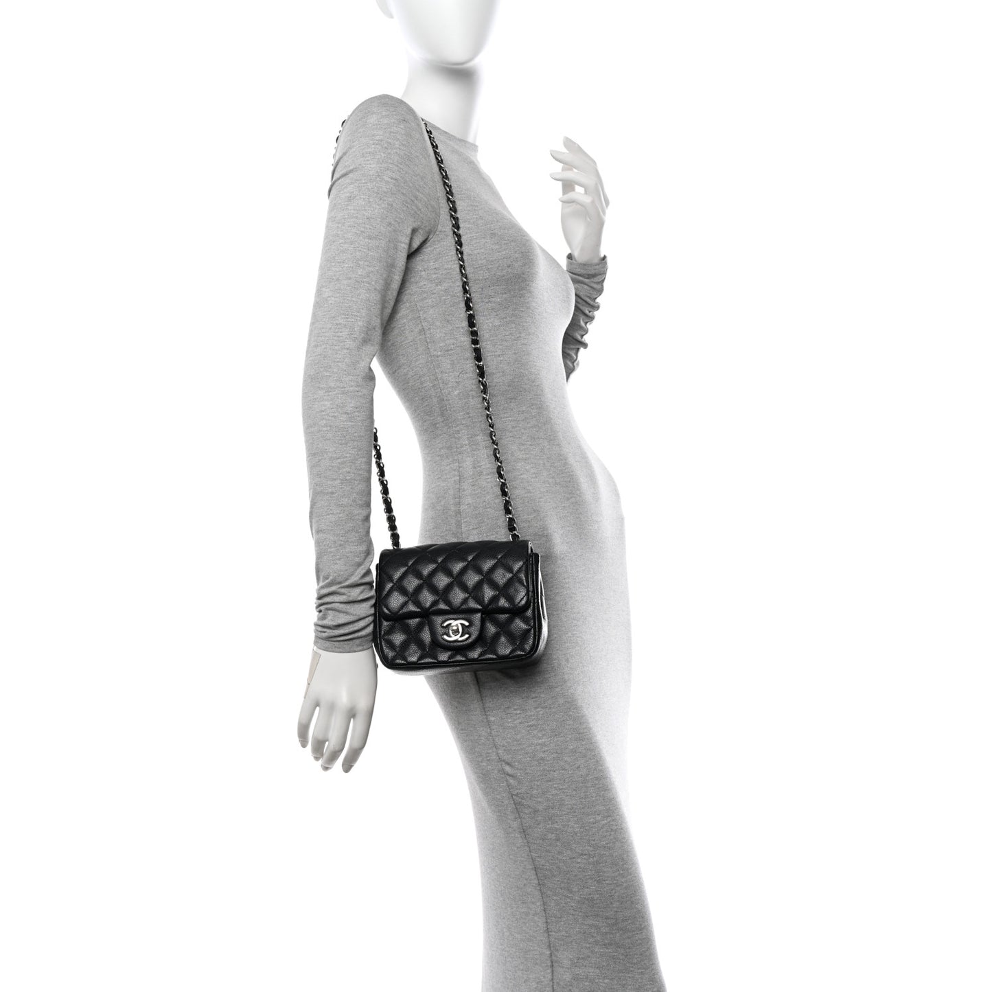 Caviar Quilted Mini Square Flap Black