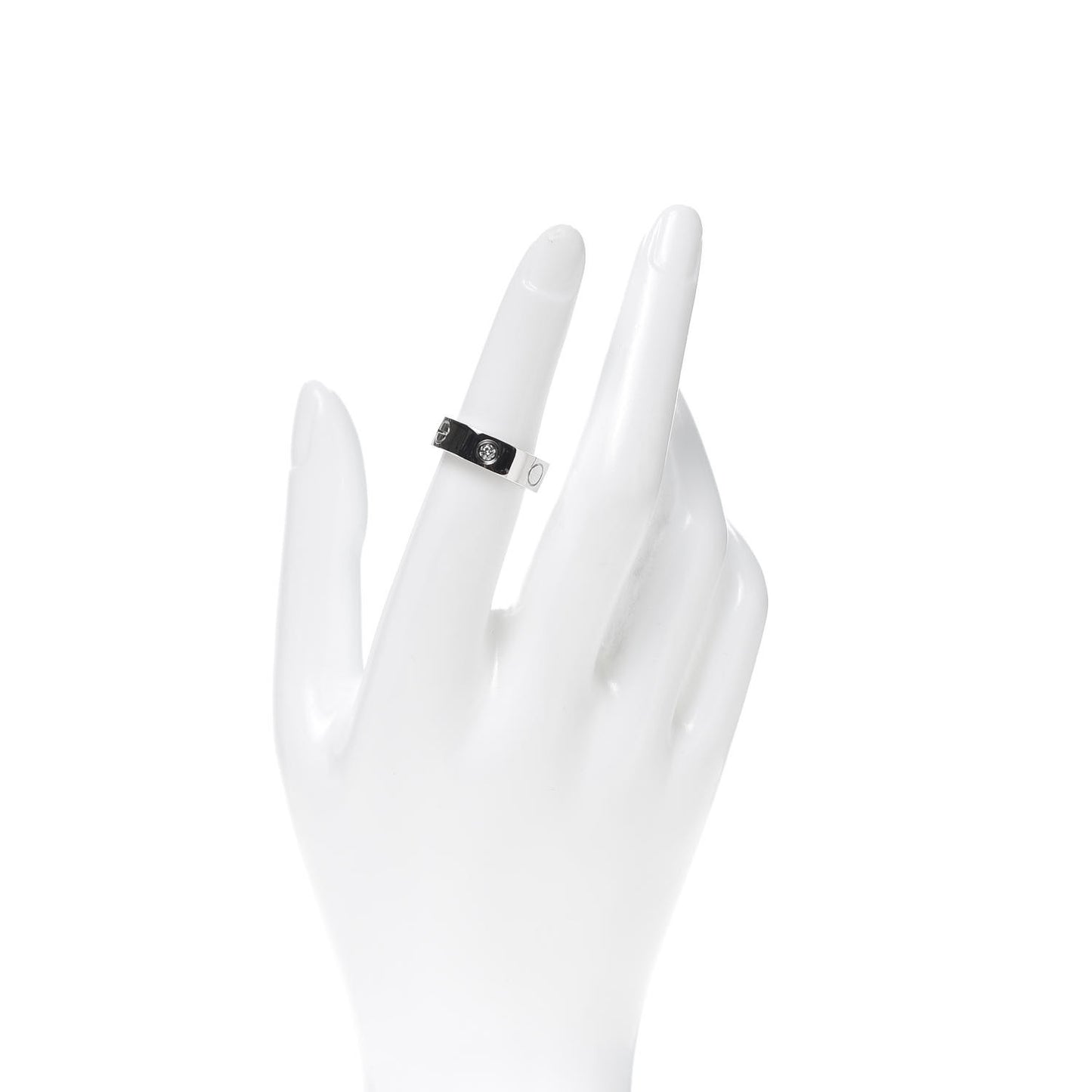 18K White Gold 3 Diamond 5.5mm LOVE Ring 51 5.75
