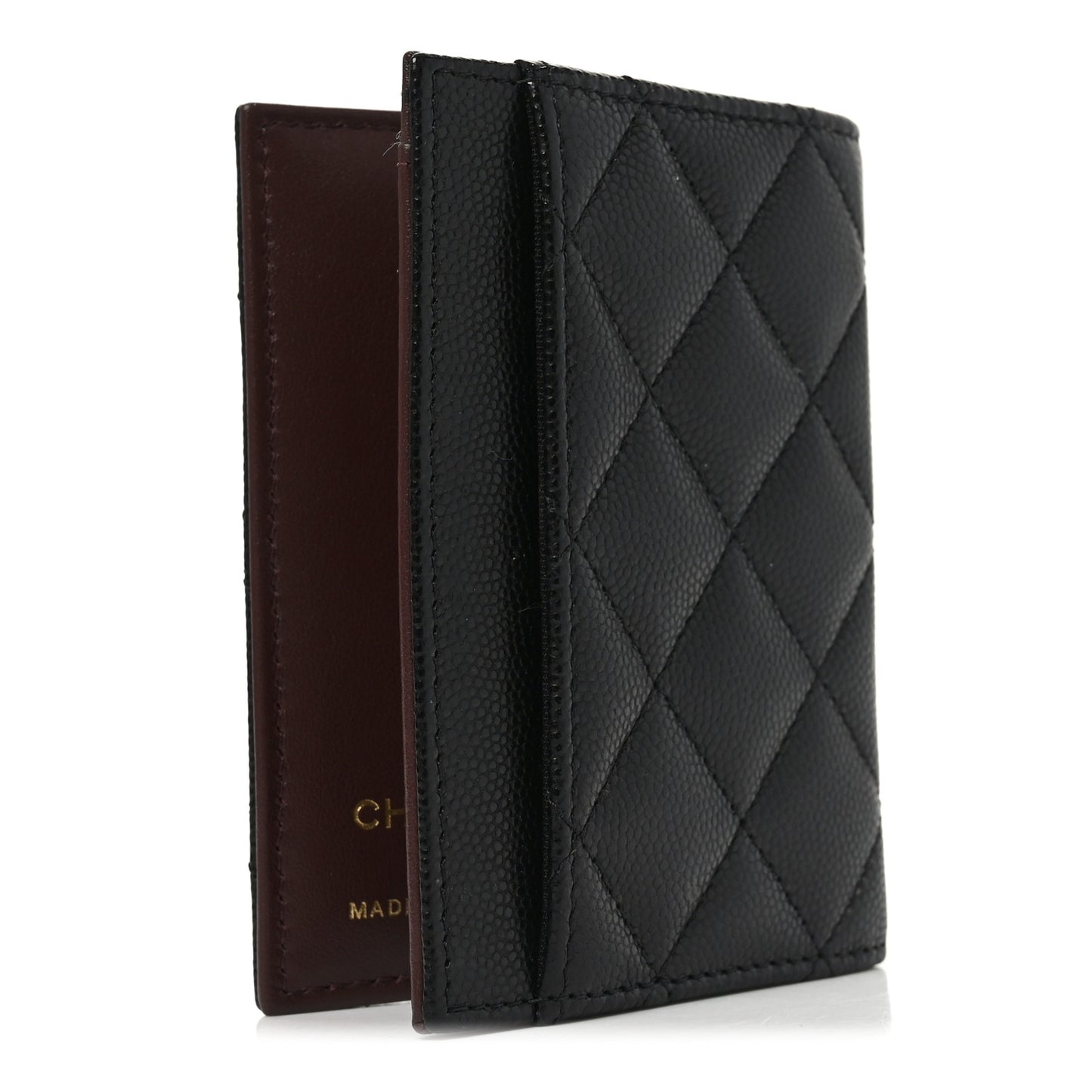 Caviar Quilted Card Holder Wallet Black