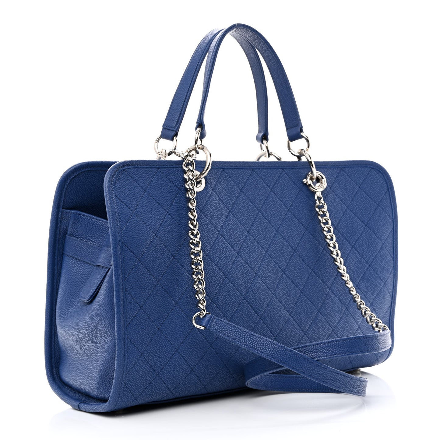 Caviar Stitched Shopping Tote Blue