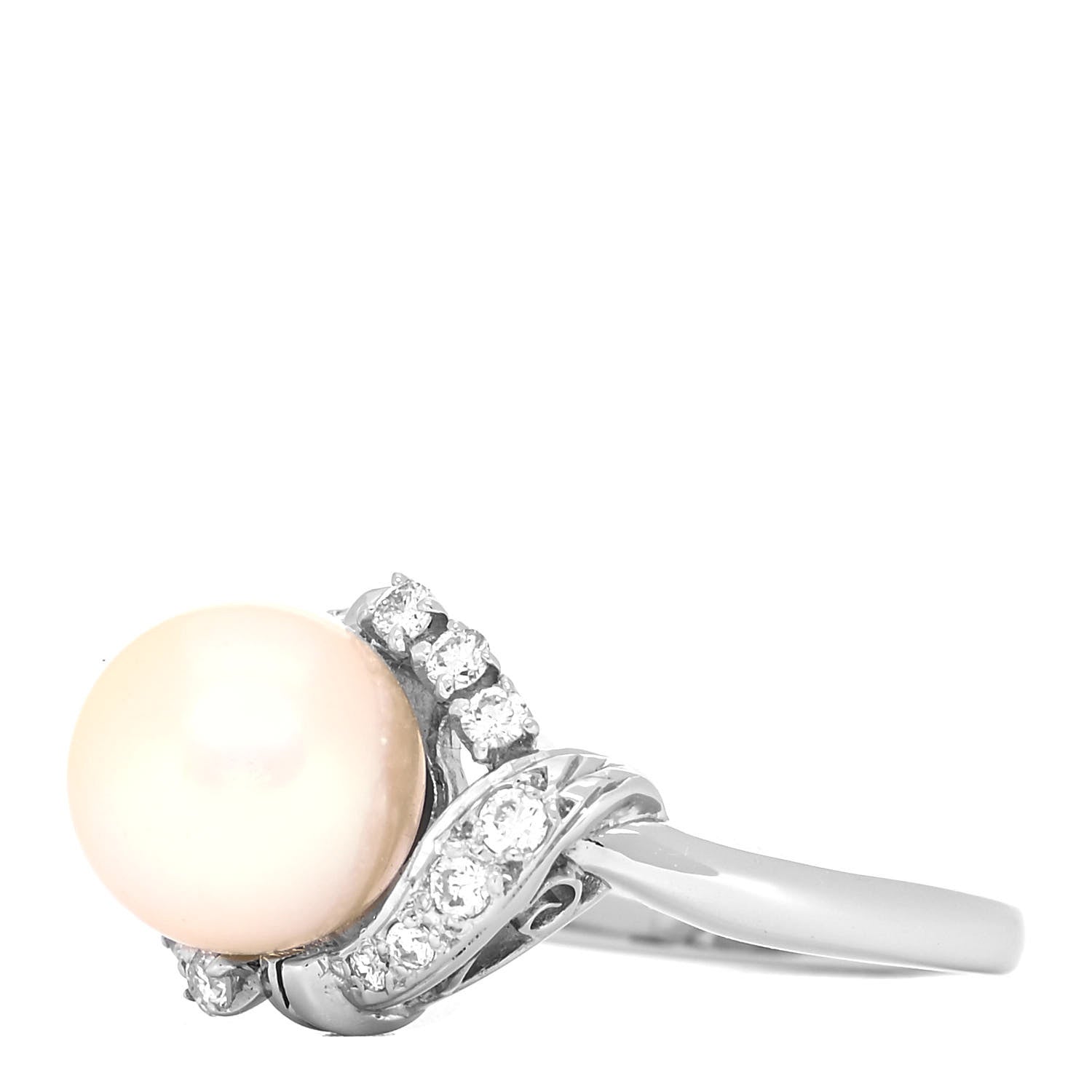 Mikimoto Platinum Diamond Akoya Pearl 8.5mm Cocktail Ring 49 5 4 of 5