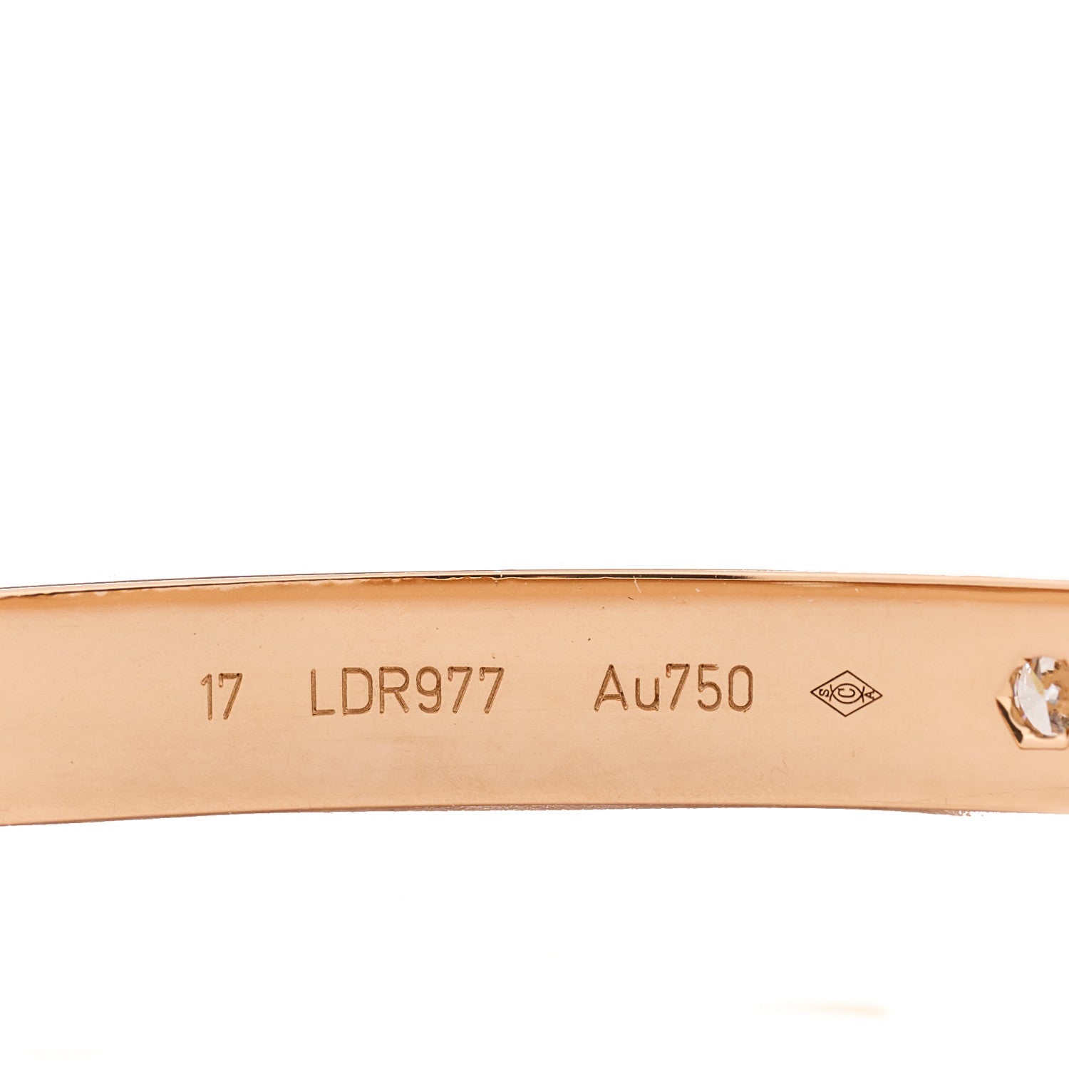 Cartier 18K Pink Gold 4 Diamond LOVE Bracelet 17 3 of 4