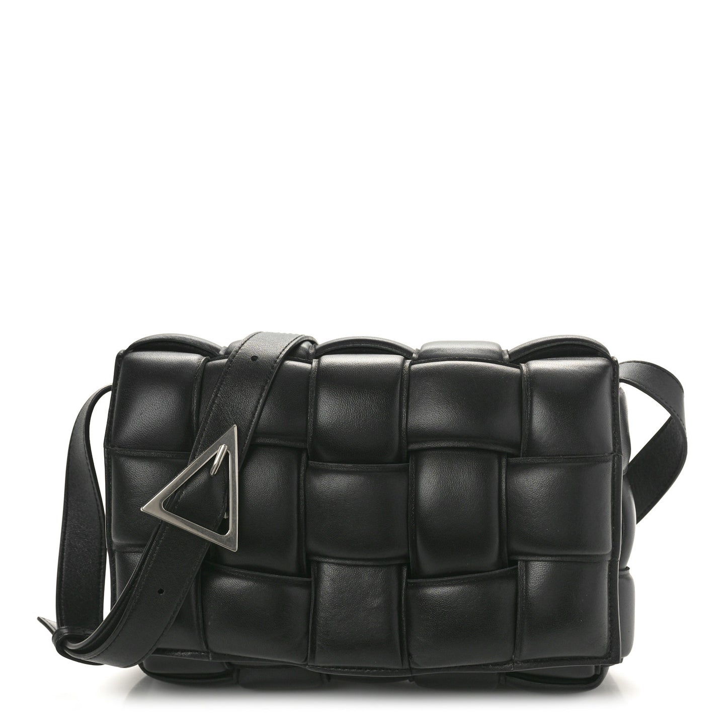 Nappa Maxi Intreccio Padded Cassette Crossbody Bag Black