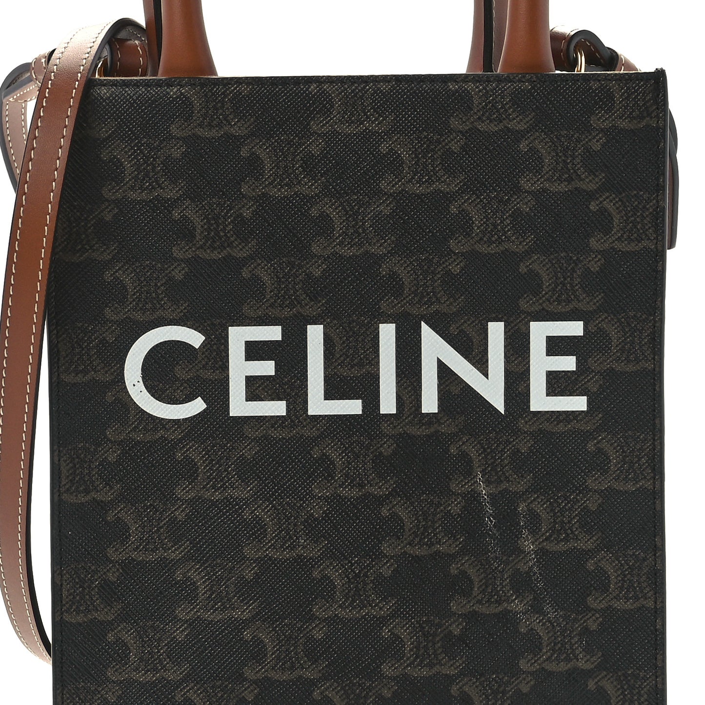 Triomphe Canvas Calfskin Mini Vertical Cabas Tan