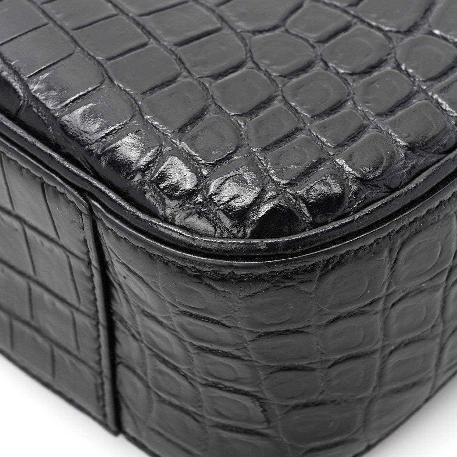 Saint Laurent Calfskin Crocodile Embossed LE 5 A 7 Hobo Black 11 of 14