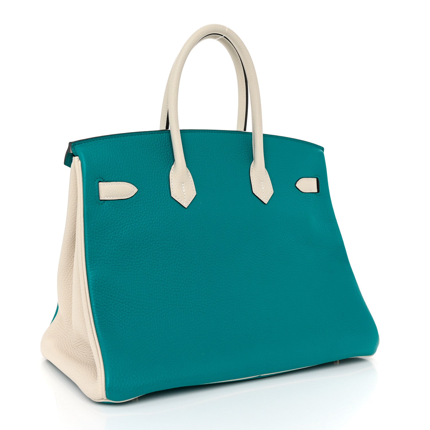 Hermes Taurillon Clemence Horseshoe Birkin 35 Bleu Paon Beton 3 of 12