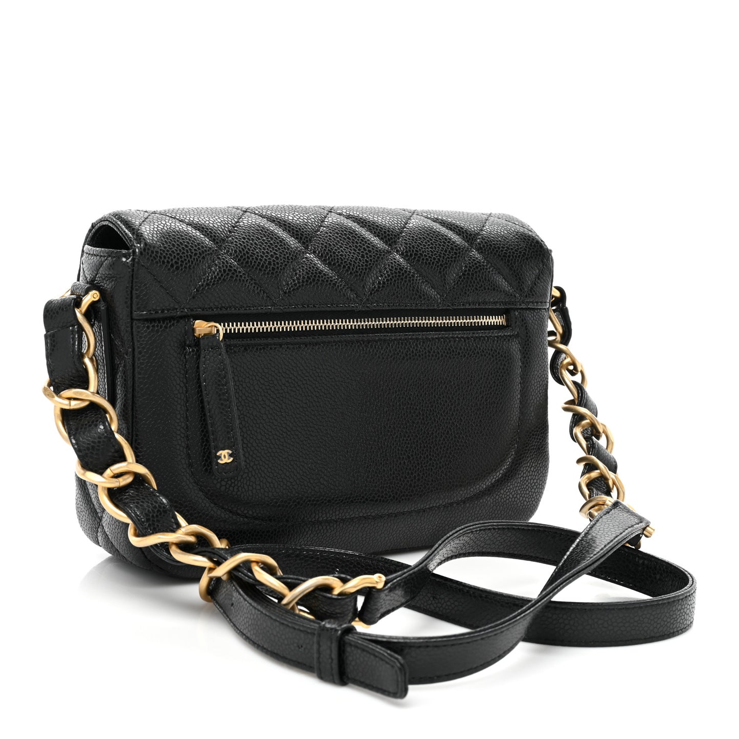 Caviar Quilted Small Chain Flap Black