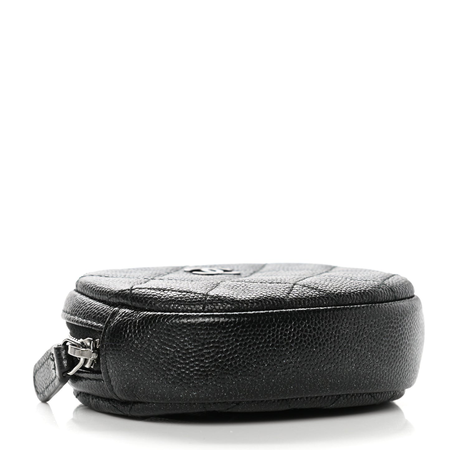 Iridescent Caviar Quilted Zip Around Classic Coin Purse Black