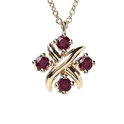 Tiffany 18K Yellow Gold Ruby Schlumberger Lynn Pendant Necklace 4 of 8