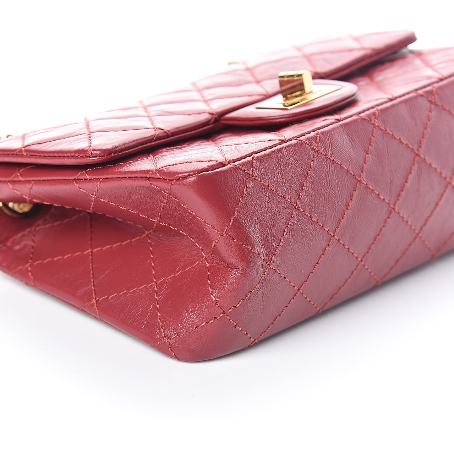 Aged Calfskin Quilted 2.55 Reissue Mini Flap Red