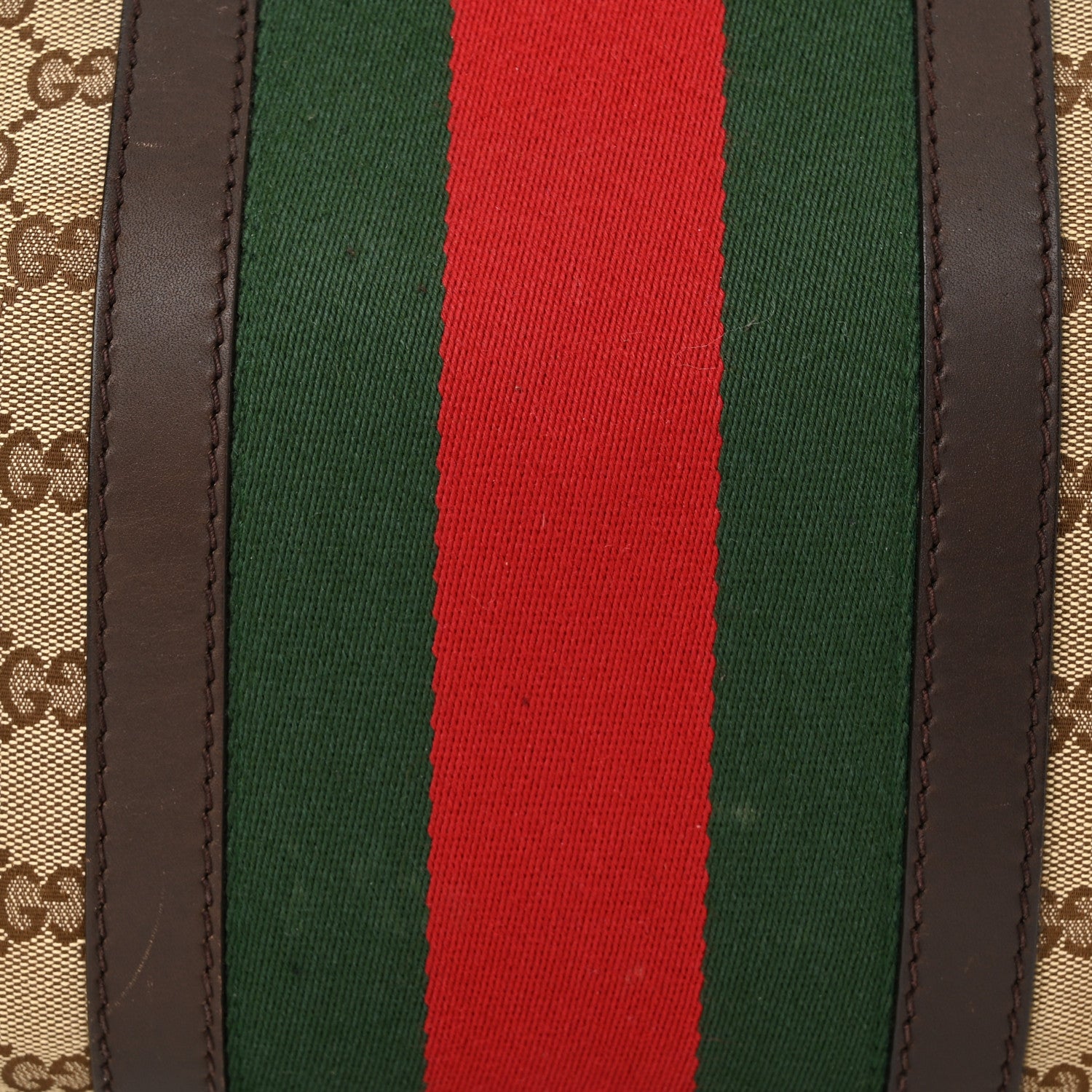 Gucci Monogram Selleria Calfskin Vintage Web Medium Boston Beige Ebony Cocoa 12 of 21