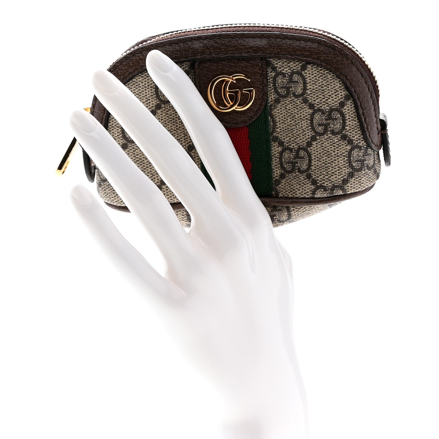 Gucci GG Supreme Monogram Web Ophidia Dome Key Pouch Beige New Acero 2 of 9