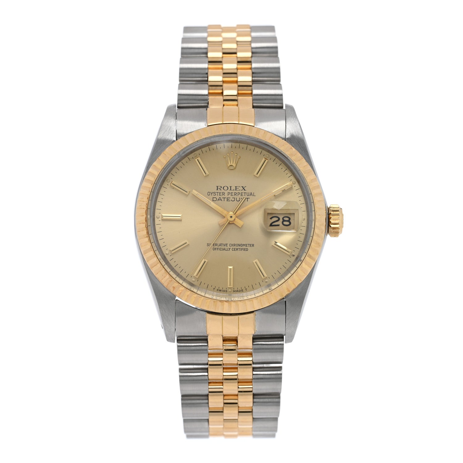 Rolex Stainless Steel 18K Yellow Gold 36mm Oyster Perpetual Datejust Watch Champagne 16013 1 of 4