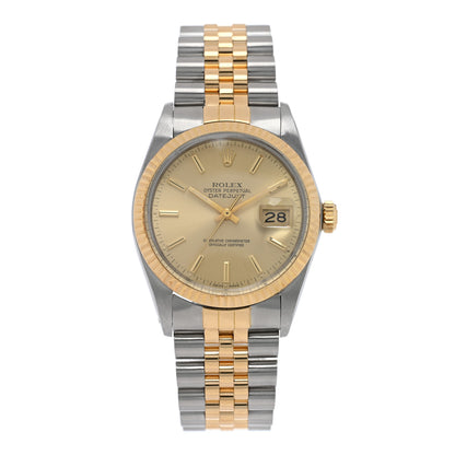 Rolex Stainless Steel 18K Yellow Gold 36mm Oyster Perpetual Datejust Watch Champagne 16013 1 of 4