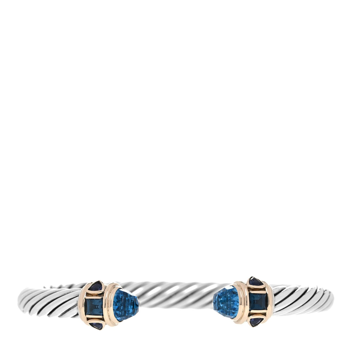 Sterling Silver 14K Yellow Gold Hampton Blue Topaz Iolite 7mm Cable Renaissance Bracelet