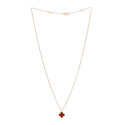 Van Cleef & Arpels 18K Rose Gold Carnelian Sweet Alhambra Pendant Necklace 3 of 7