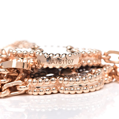 Van Cleef & Arpels 18K Rose Gold Diamond Gray Mother of Pearl 5 Motifs Vintage Alhambra Bracelet 4 of 6