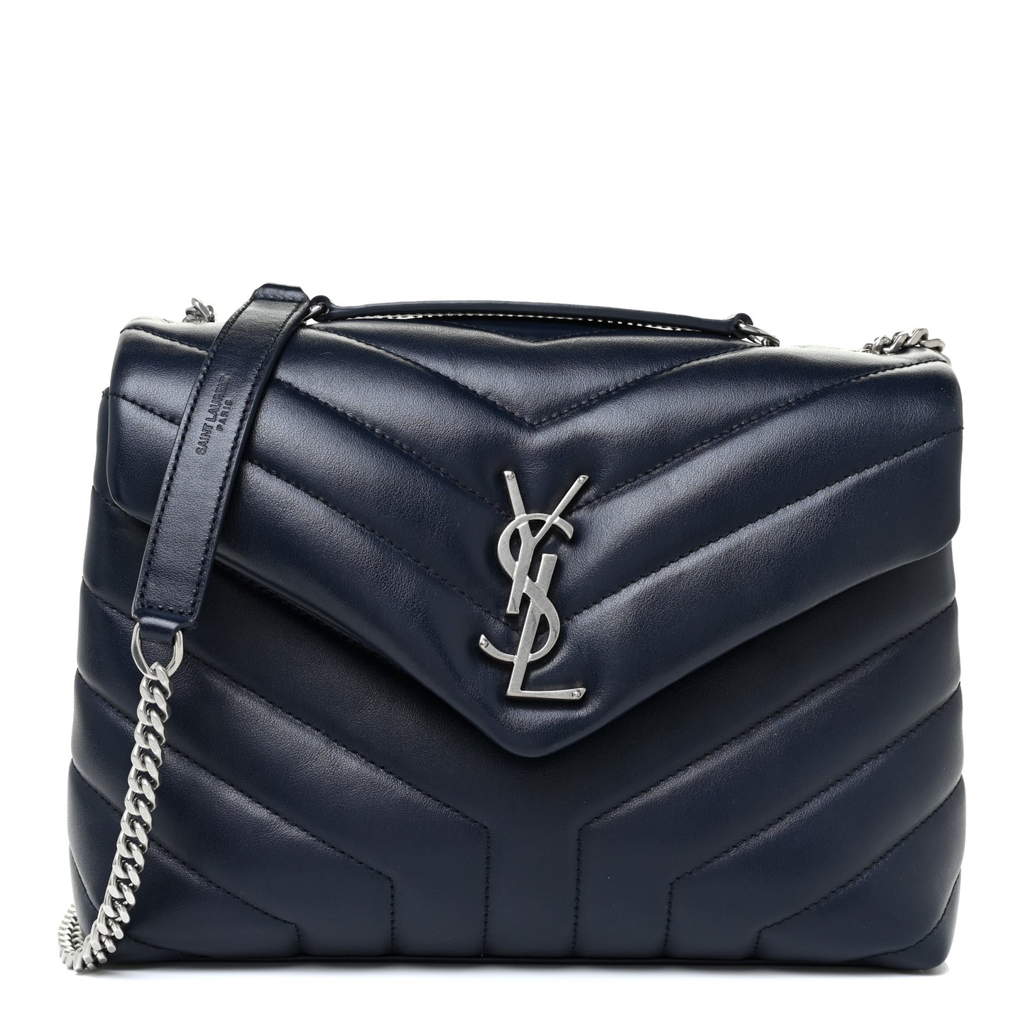 Calfskin Y Quilted Monogram Small Loulou Chain Satchel Deep Marine