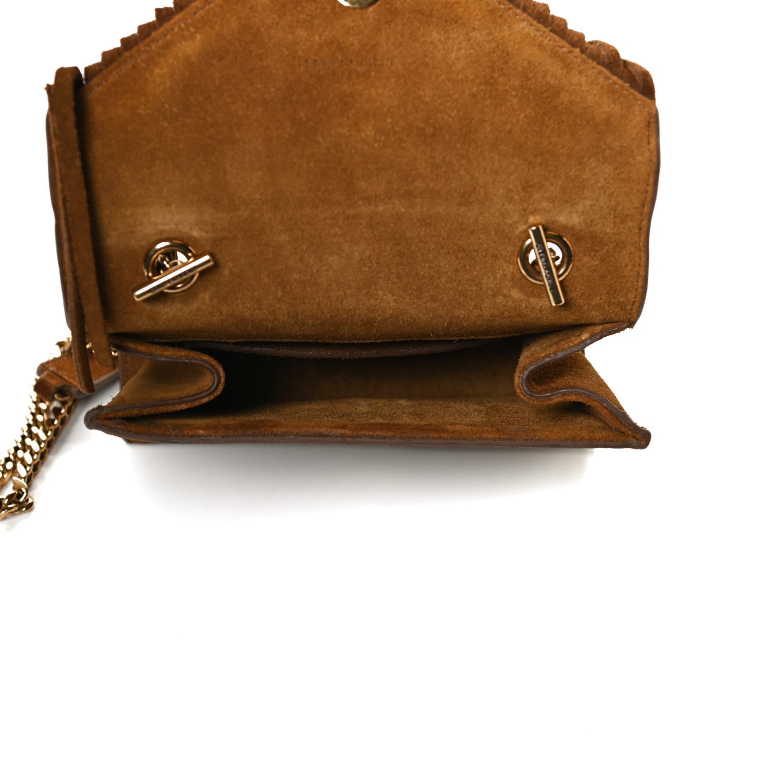 Saint Laurent Suede Fringe Baby Monogram Satchel Light Ocre 5 of 15