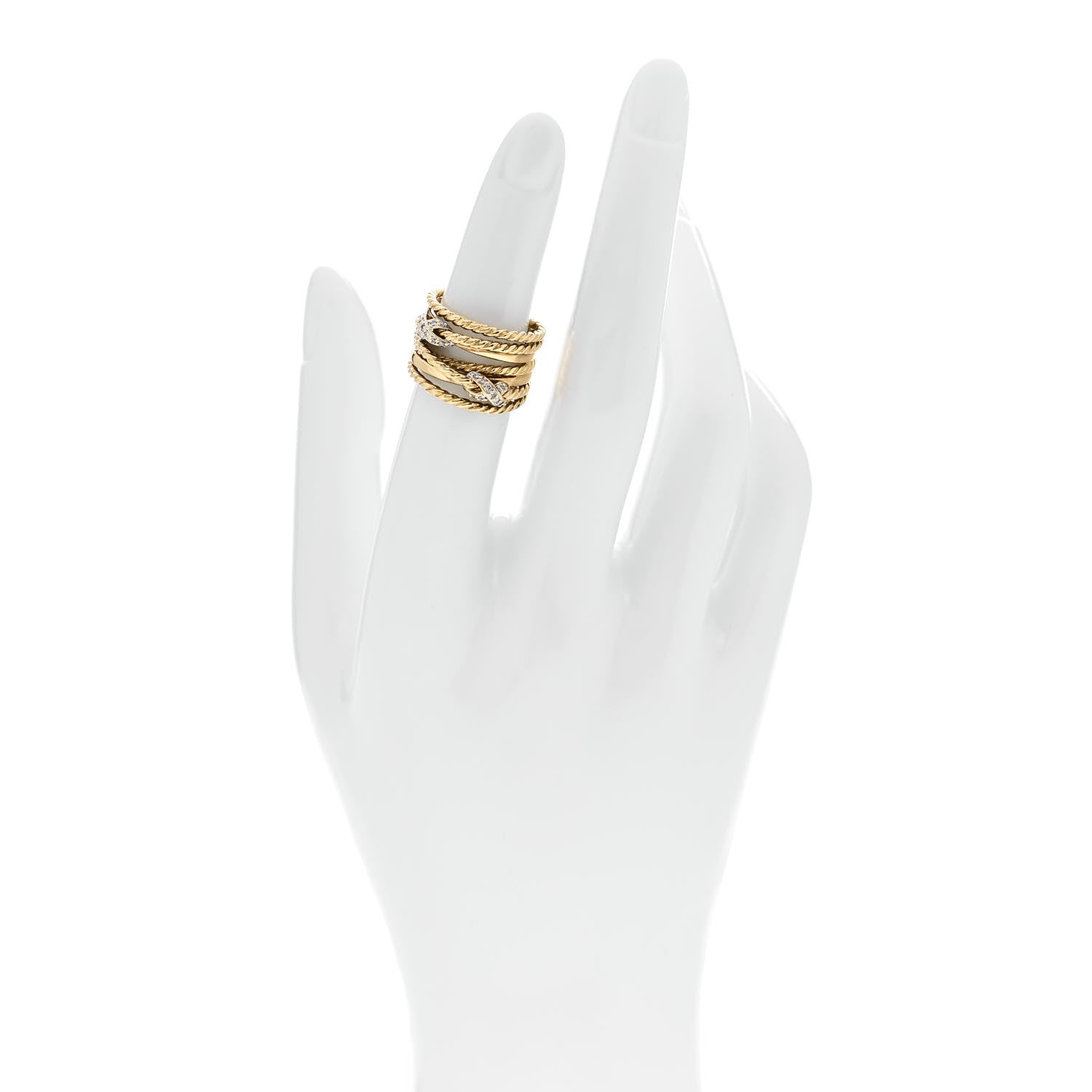 David Yurman 18K Yellow Gold Diamond Double X Crossover Ring 49 5 2 of 5