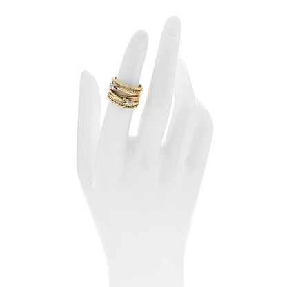 David Yurman 18K Yellow Gold Diamond Double X Crossover Ring 49 5 2 of 5